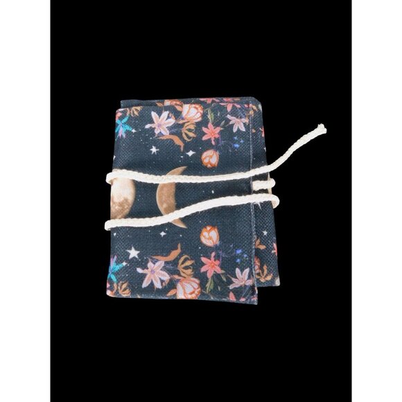 Celestial Moon Floral Tarot Card Holder Trifold Cord - Picture 3 of 13